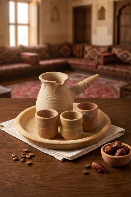 طقم دلة قهوة مع كاسات فخار